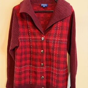 Pendleton Burgundy Plaid Women's Cardigan